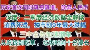 历史首次：经济扛不住，同时降息降准，人民币完了？深度解读二季度经济数据：消费死透，楼市创9年最大跌幅！三中全会加速倒车，从吃饭到吃草，垃圾时间漫长！(20240716第1223期)