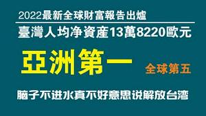 2022年最新全球财富报告出炉，台湾人均净资产13万8220欧元，亚洲第一，全球第五。脑子不进二斤水真不好意思说解放台湾。2022.10.15NO1551