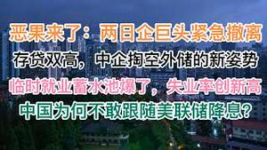 不玩了，两日本巨头紧急撤离中国！存贷双高，中企圈流行的掏空外汇储备新方法，要被封杀了！临时就业蓄水池爆了，失业率创历史新高！美联储降息，中国央行为何不跟？(20240921第1279期)